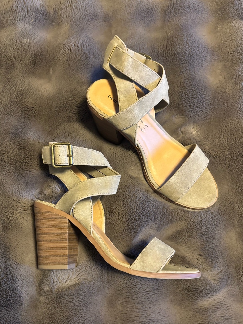George, nude chunky heeled sandals